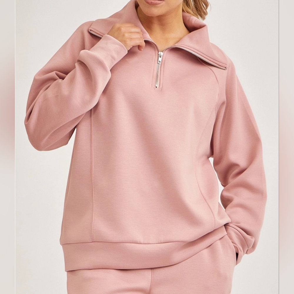 #48884 🚨 SALE 🛑M,L,XL Quarter Zip Pullover+Jogger Modal 2pc Set - Picture 4 of 12